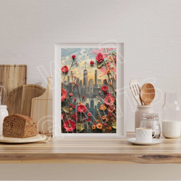Beautiful Floral City 11x17 Art Print - Picture 1 of 2